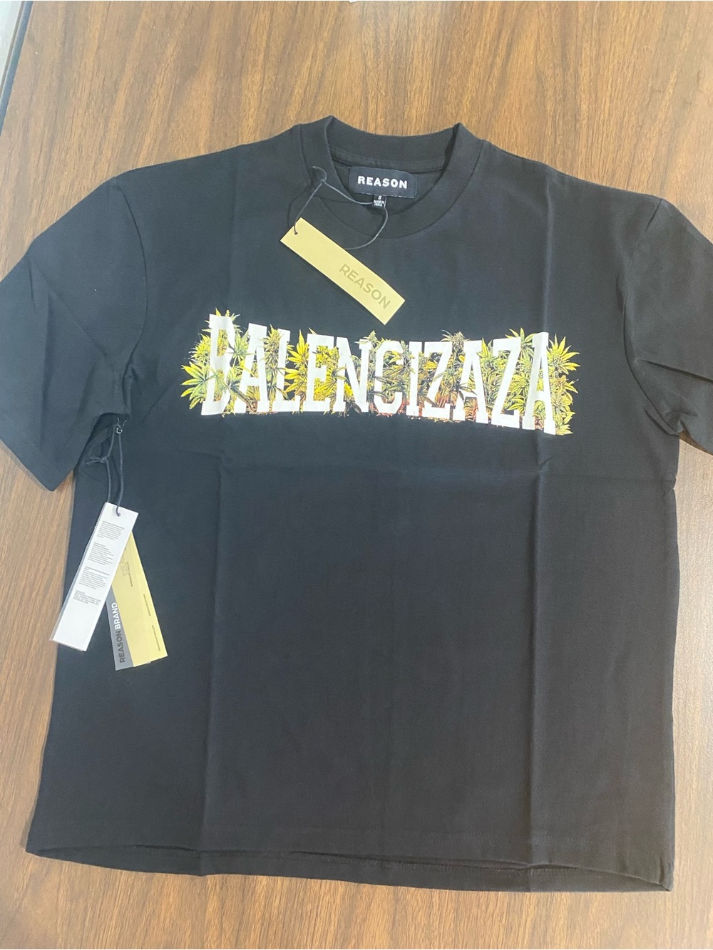REASON men’s Black Graphic Logo Tee - Yellow Print